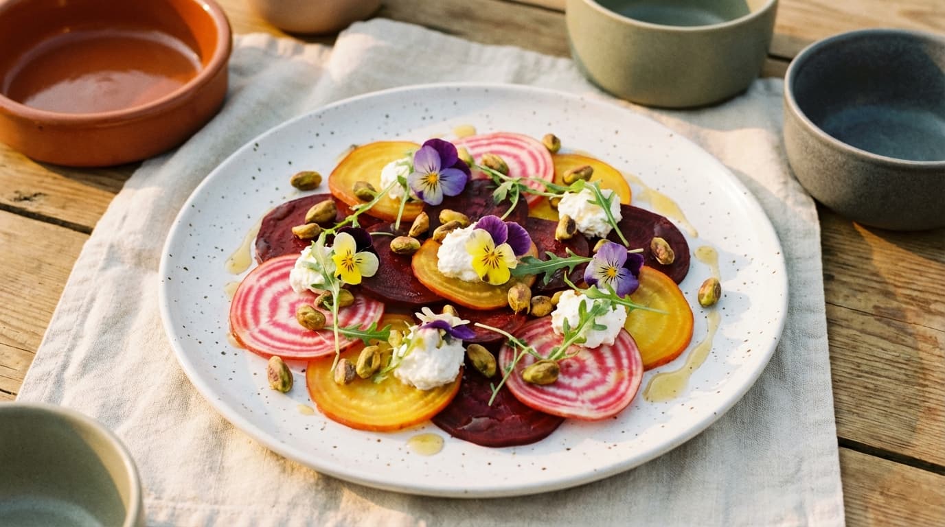 Heirloom beet salad with microgreens